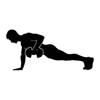 Man performing dumbbell row exercise silhouette vector