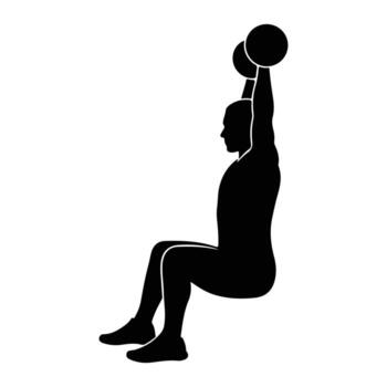 Man lifting weights dumbbells exercise vector