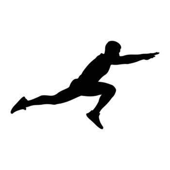 Black silhouette man dynamic stretching pose dynamic pose vector