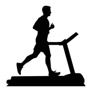 Man running on treadmill silhouette exercise vector