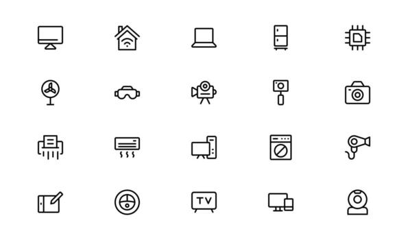 Computing and Mobile Icon Set Designed with Clean, Minimal, Pixel-Perfect Outlines vector
