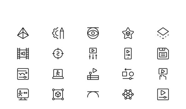 Minimalist Animation Icon Set Featuring Frame-by-Frame, Smooth Motion, and Pixel-Perfect Symbols vector