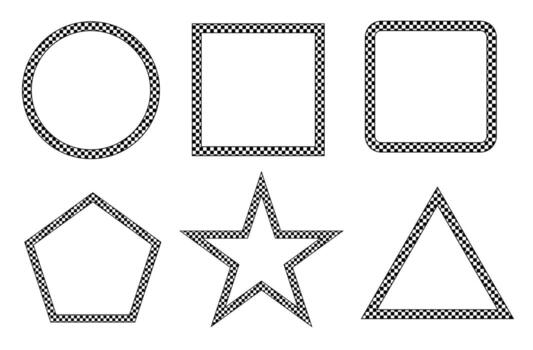 Geometric Shape Frames with Checkered Borders vector