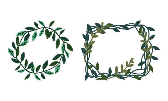 Green Entangled Branches and Twigs as Decorative Element Set vector
