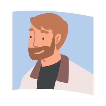 Videoconference and Web Meeting with Bearded Man Character Engaged in Online Communication in Real Time Illustration vector