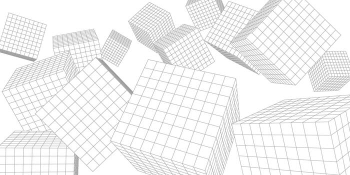 Abstract white background from cubes and lines. Futuristic technology concept. vector