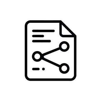 Data sharing and connectivity document represented by a clear and simple line icon vector