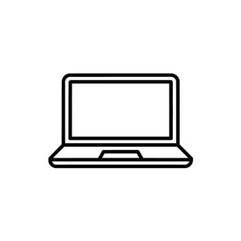 minimalista ordenador portátil contorno icono para tecnología y remoto trabajo conceptos diseño y presentación vector