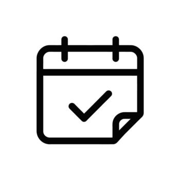 Calendar Icon with Checkmark for Scheduling and Task Management on White Background vector