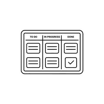 Project Management Board Icon with To Do In Progress and Done Columns Minimalist Design vector