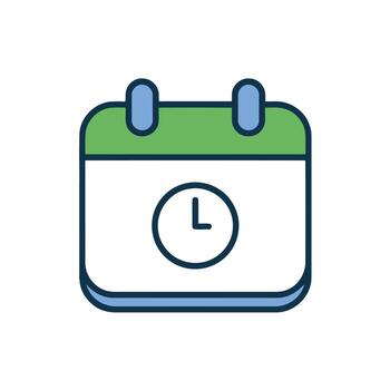 Calendar icon with clock symbol for deadline management and scheduling tasks and events vector