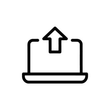 Simple Upload Icon Concept Representing Data Transfer and File Sharing Functionality in Black Outline vector