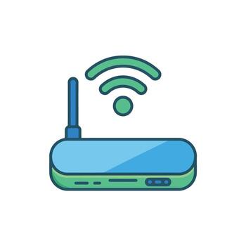 Modern wireless router icon for home and office network connection minimal design illustration vector
