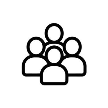 Group of people icon community team teamwork outline style minimalistic representation isolated symbol vector
