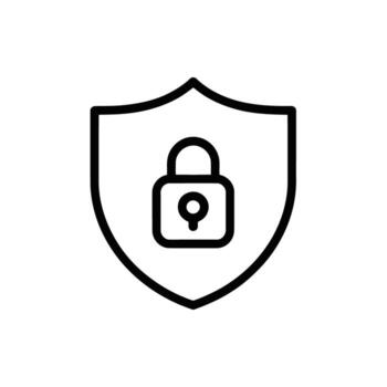 Shield with padlock illustrating security and protection system for online transactions and personal data safeguard vector