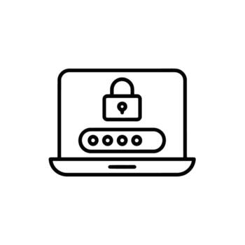 Laptop Security Icon with Padlock and Password Field for Safe Internet Access vector