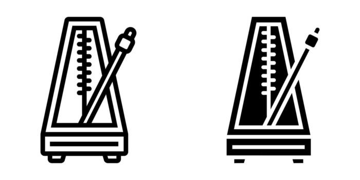 Metronome icon Set. This illustration shows a simple minimalist outline of a metronome, a device that produces an audible click or other sound at regular intervals that can be set by the user. vector