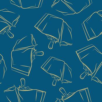 pattern of rain umbrellas in a half-closed, open state in line art style on a blue background, for advertising, coupons or other types of printing vector