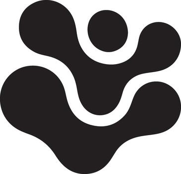 Abstract Black Blob Shape with Organic Flowing Lines and Central Circle vector