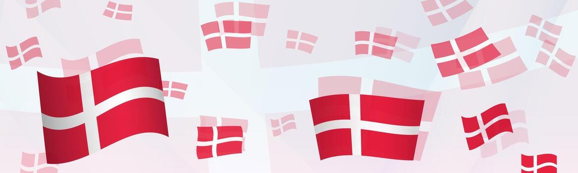 Denmark flag-themed abstract design on a banner. Abstract background design with National flags. vector