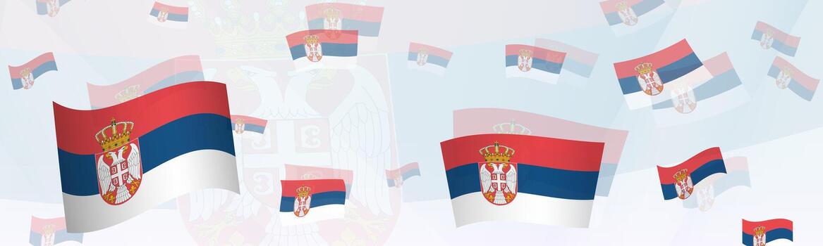Serbia flag-themed abstract design on a banner. Abstract background design with National flags. vector