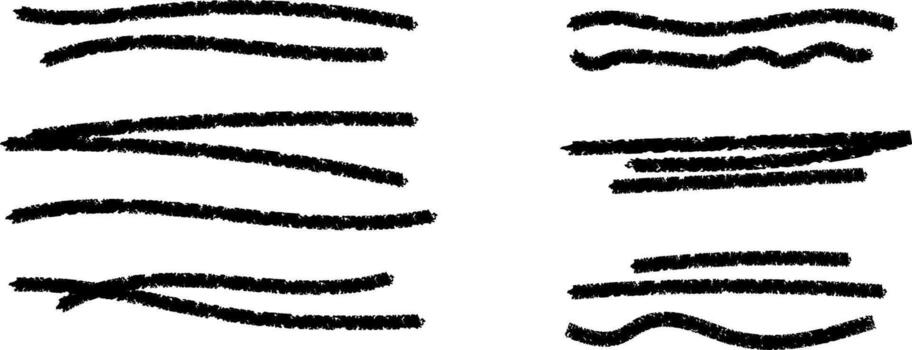 Abstract black crayon line patterns set on a white background design vector