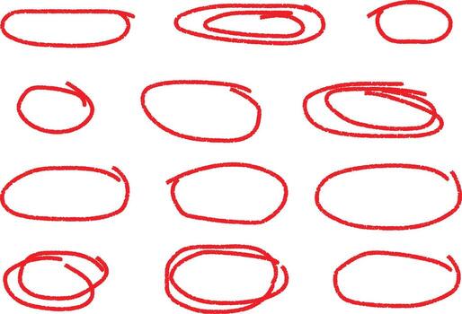 Hand Drawn Red Circle Collection for Emphasis and Highlighting Text vector