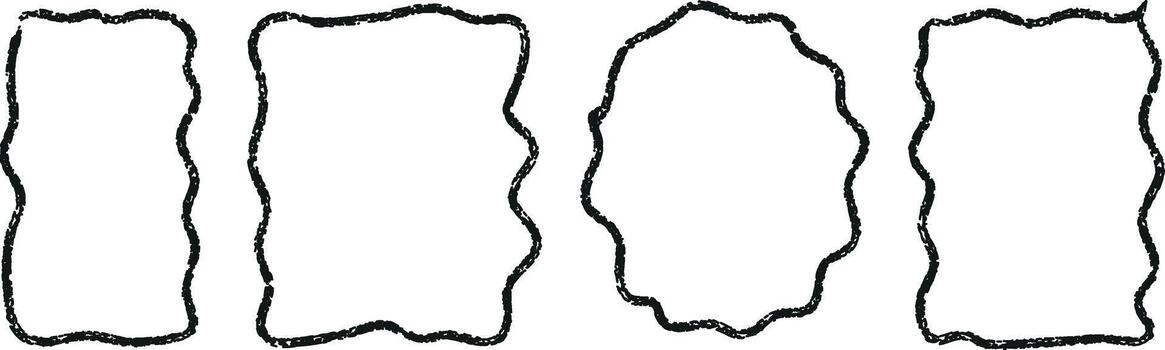 mano dibujado marcos fronteras para diseño elementos en negro y blanco vector
