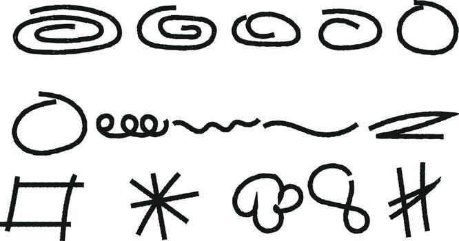 Hand drawn abstract scribble elements set for graphic design and use vector