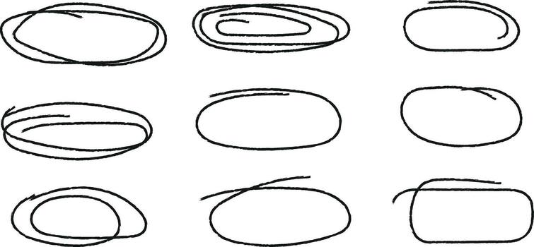 Hand drawn highlight circles for emphasis and attention in digital design vector