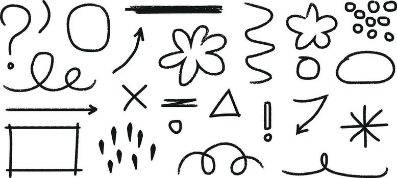 garabatear dibujo bosquejo elemento conjunto en negro color aislado vector