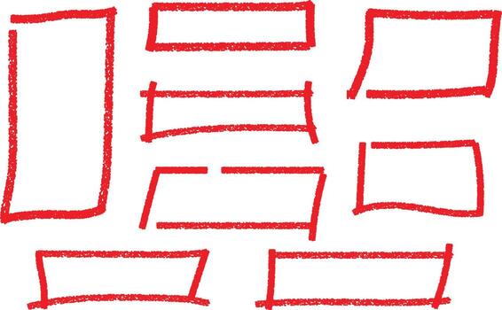 rojo mano dibujado rectangular formas conjunto en blanco antecedentes sencillo concepto vector