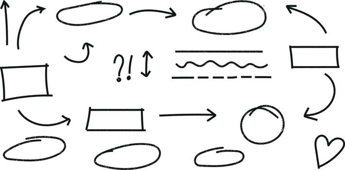Hand Drawn Flowchart Elements on White Background for Presentations Design vector
