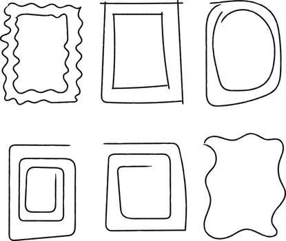 Various Doodle Frame Border Shapes Collection on White Background for Design vector