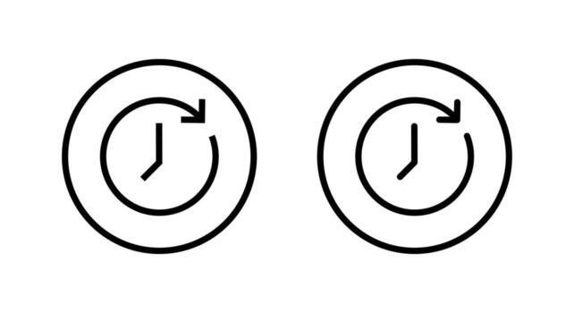 History and recent activity icon in circular outline. Clock with circular arrow refresh symbol vector