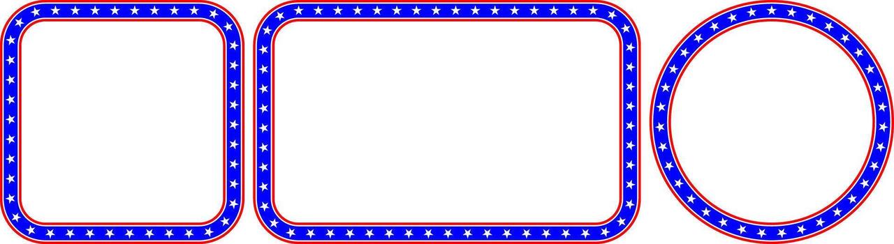 blue red usa flag frame set with copy space for text or design vector