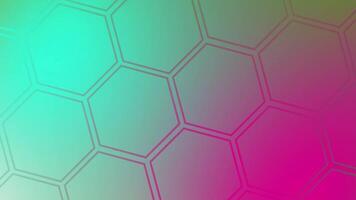 faszinierend sechseckig Muster Animation mit ein glatt Gradient Überleitung von blaugrün zu Rosa video