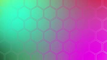 faszinierend sechseckig Muster mit ein glatt Gradient Überleitung von Grün zu Rosa und lila video