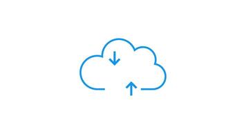 animerad moln ladda upp och ladda ner ikoner representerar data överföra och anslutning video