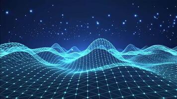 abstrato estrutura de arame rede Projeto com brilhando azul pontos dentro uma futurista estilo video