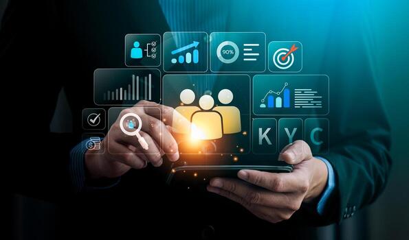 Know your customer KYC verification, data analysis for business security, customer identification, compliance, digital identity verification, fraud prevention, fintech authentication, risk management photo