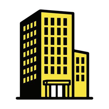 A stylized illustration of a modern office building with multiple floors and windows, representing corporate business and urban development vector