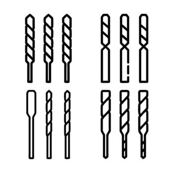 Collection of Various Drill Bits for Woodworking and Metalworking Projects vector