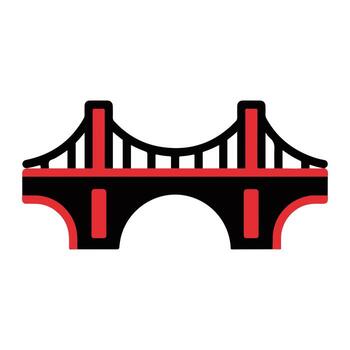Bridge Illustration A Graphic of a Red and Black Bridge with a Simple, Modern Design vector
