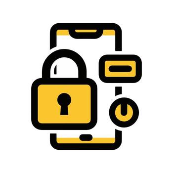Concept of mobile phone security and privacy settings, with a padlock icon and a toggle switch for disabling access or data protection vector