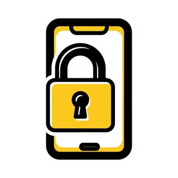 Digital Mobile Phone Security Concept Featuring a Padlock Icon on Screen, Representing Data Protection, Online Privacy, and Cybersecurity Measures for Personal Devices vector