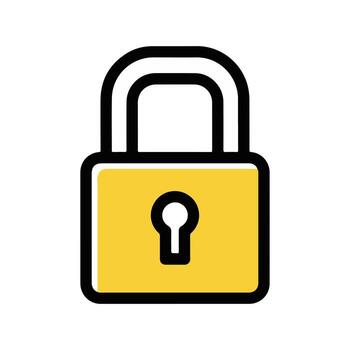 brillante amarillo candado icono ilustrando digital seguridad, privacidad, y en línea proteccion. esencial símbolo para seguro acceso, confidencial datos, y ciber defensa sistemas vector