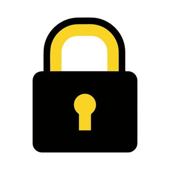 un negro y amarillo candado icono representando seguridad, privacidad, y proteccion en contra no autorizado acceso vector