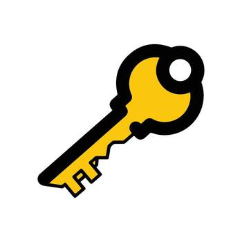 Creative symbolic golden key illustration, representing secure access, crucial solutions, and the ability to unlock important concepts for various applications vector