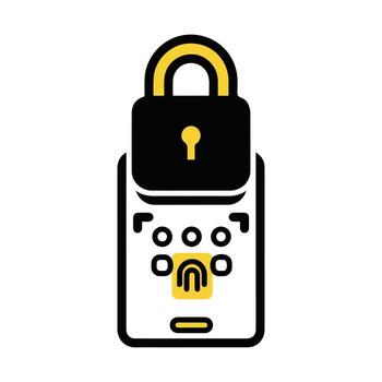 Secure Smartphone Illustration of a Mobile Phone with Padlock and Fingerprint for Protection vector